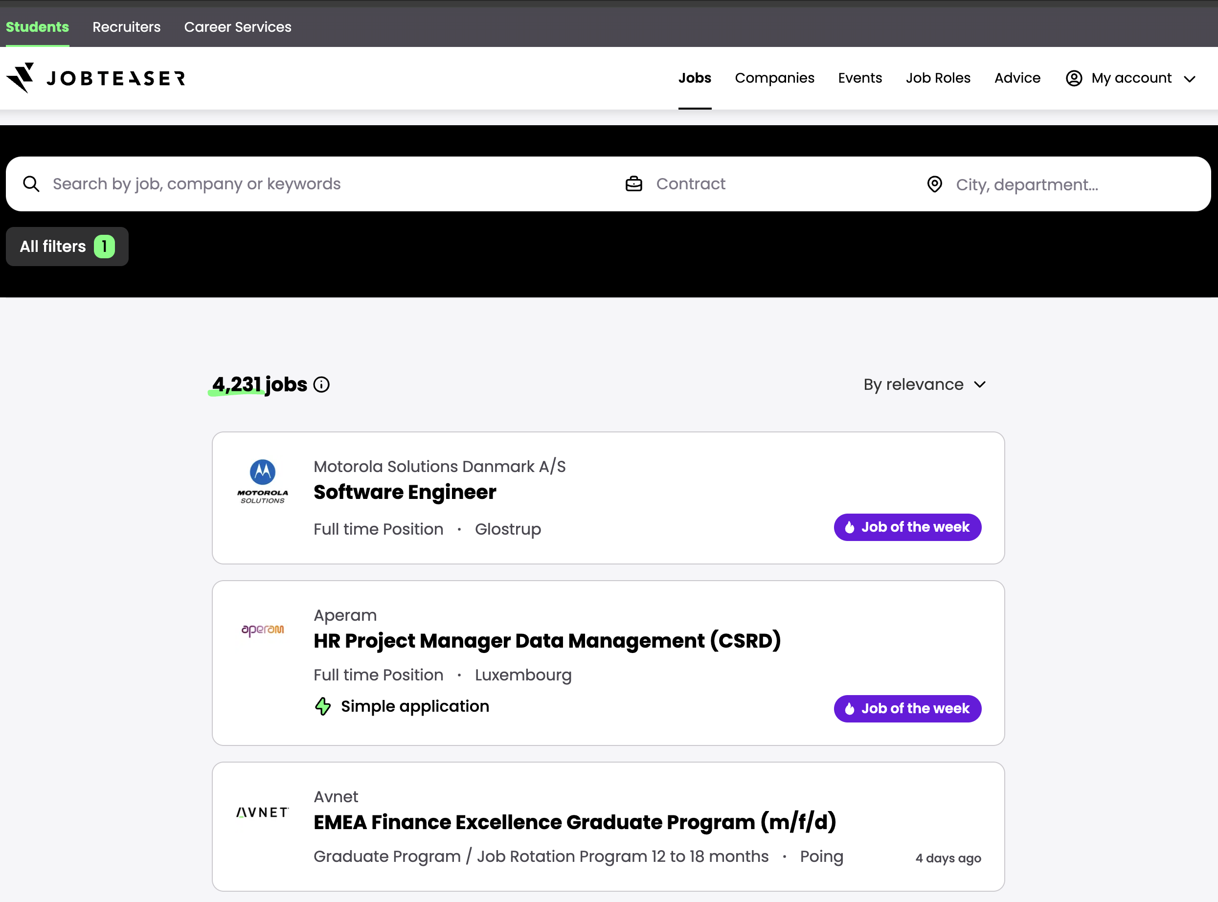 JobTeaser (Graduateland): Scaling High-Volume Data Aggregation for Acquisition - JobTeaser Platform Interface