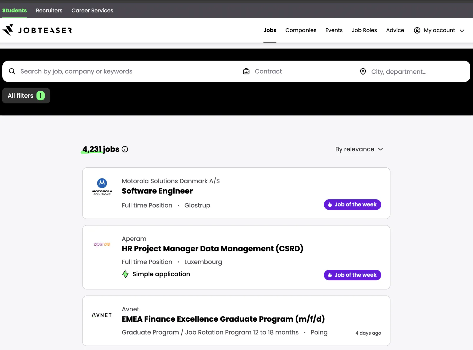 Graduateland (acquired by JobTeaser) - JobTeaser Platform Interface
