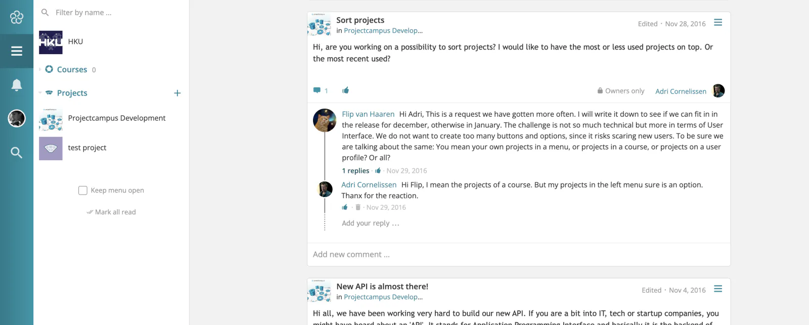 Projectcampus - Projectcampus Project view interface