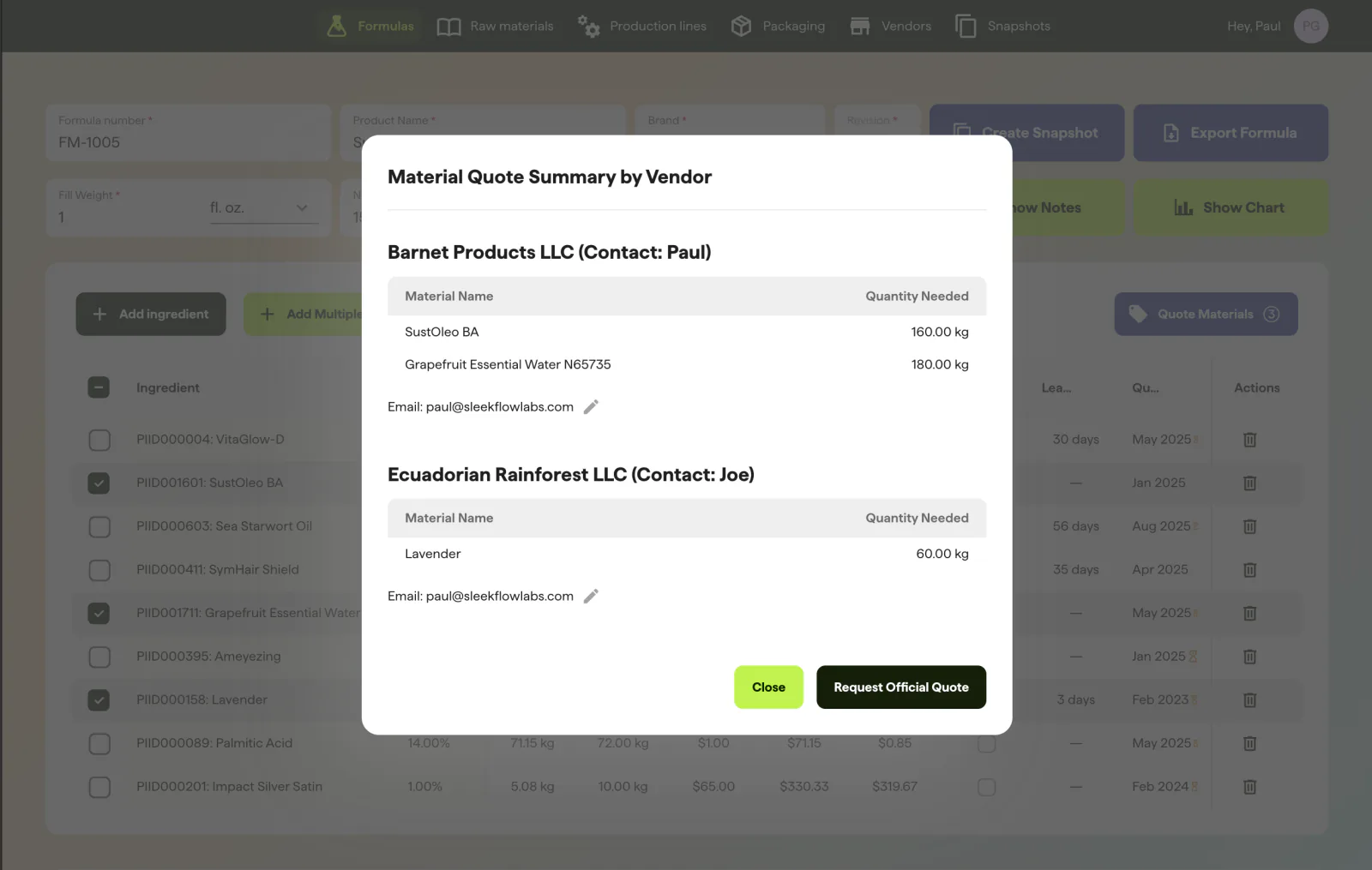 SleekFlowLabs - Automated procurement module that triggers price quote requests, ensuring cost estimations are always based on up-to-date market pricing