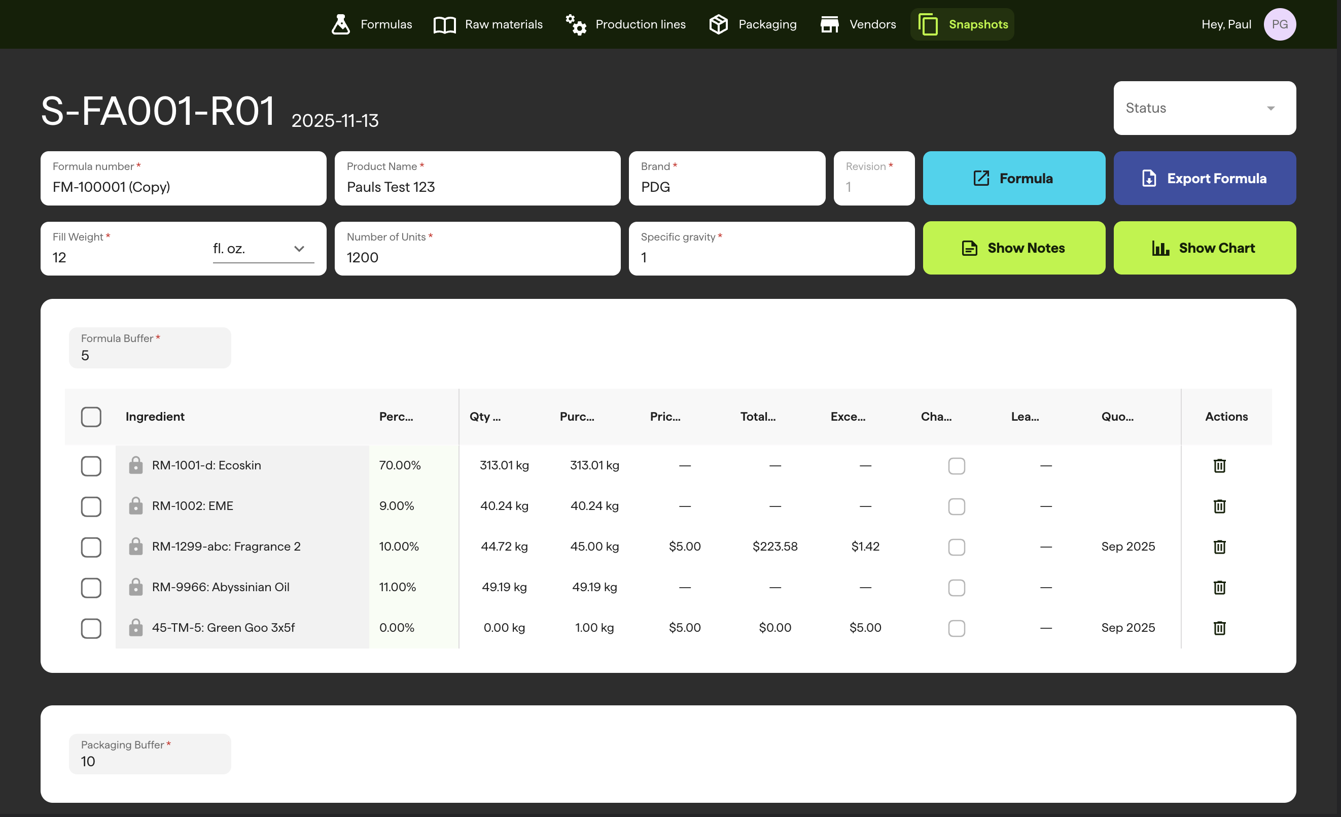 SleekFlowLabs - Formula versioning system allowing users to snapshot and lock specific revisions for historical tracking and production consistency.