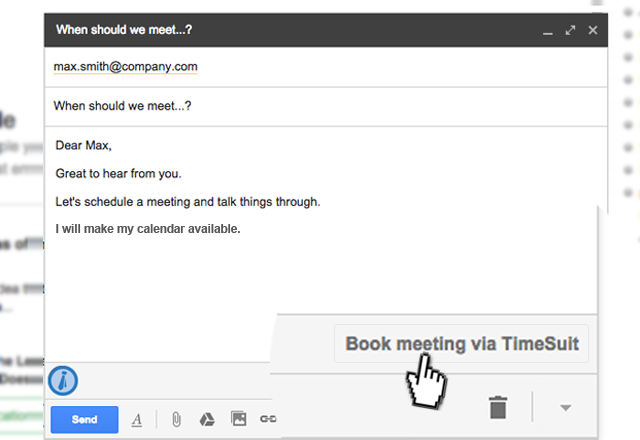 Timesuit: Integrated Meeting Scheduler & Gmail Plugin - Timesuit Scheduling Interface